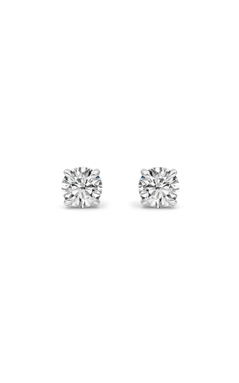 4CTW Round Shaped Lab Grown Diamond 4 Prong Stud Earrings in 14K Gold (F/VS)