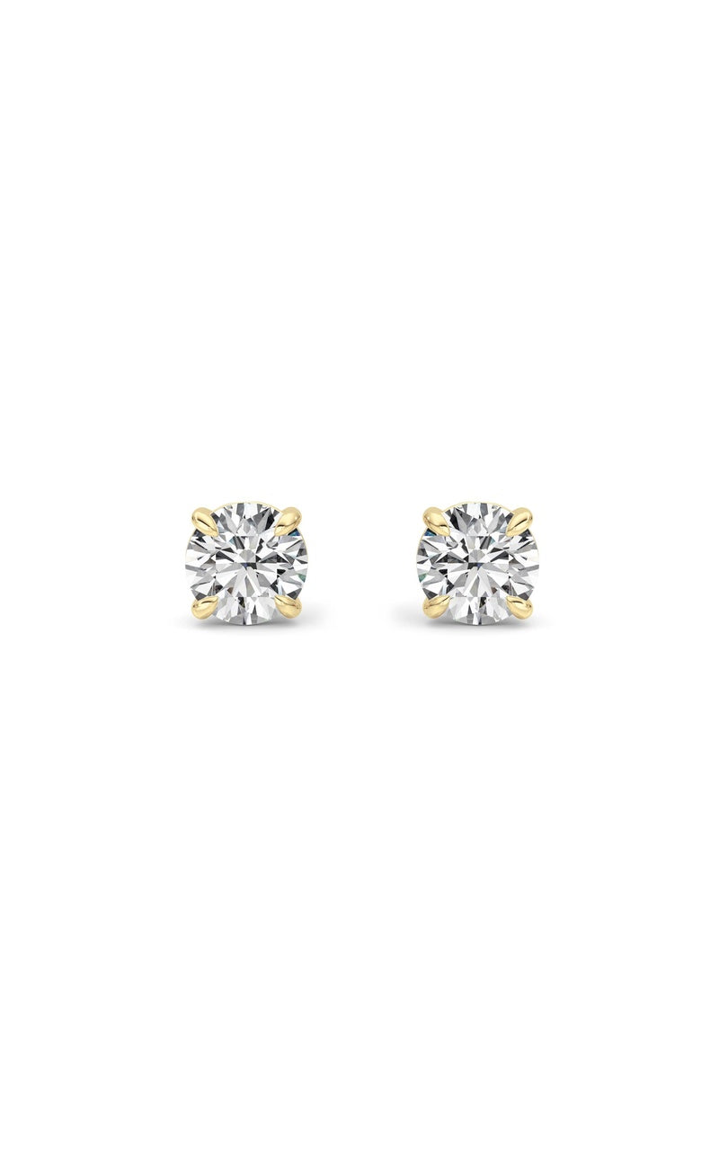 4CTW Round Shaped Lab Grown Diamond 4 Prong Stud Earrings in 14K Gold (F/VS)