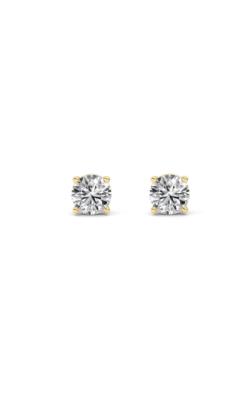 2CTW Round Shaped Lab Grown Diamond (F/VS) Stud Earrings in 14K Gold