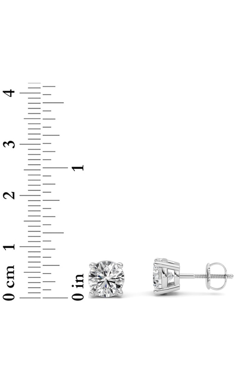 3CTW Round Shaped Lab Grown Diamond (F/VS) Stud Earrings in 14K Gold