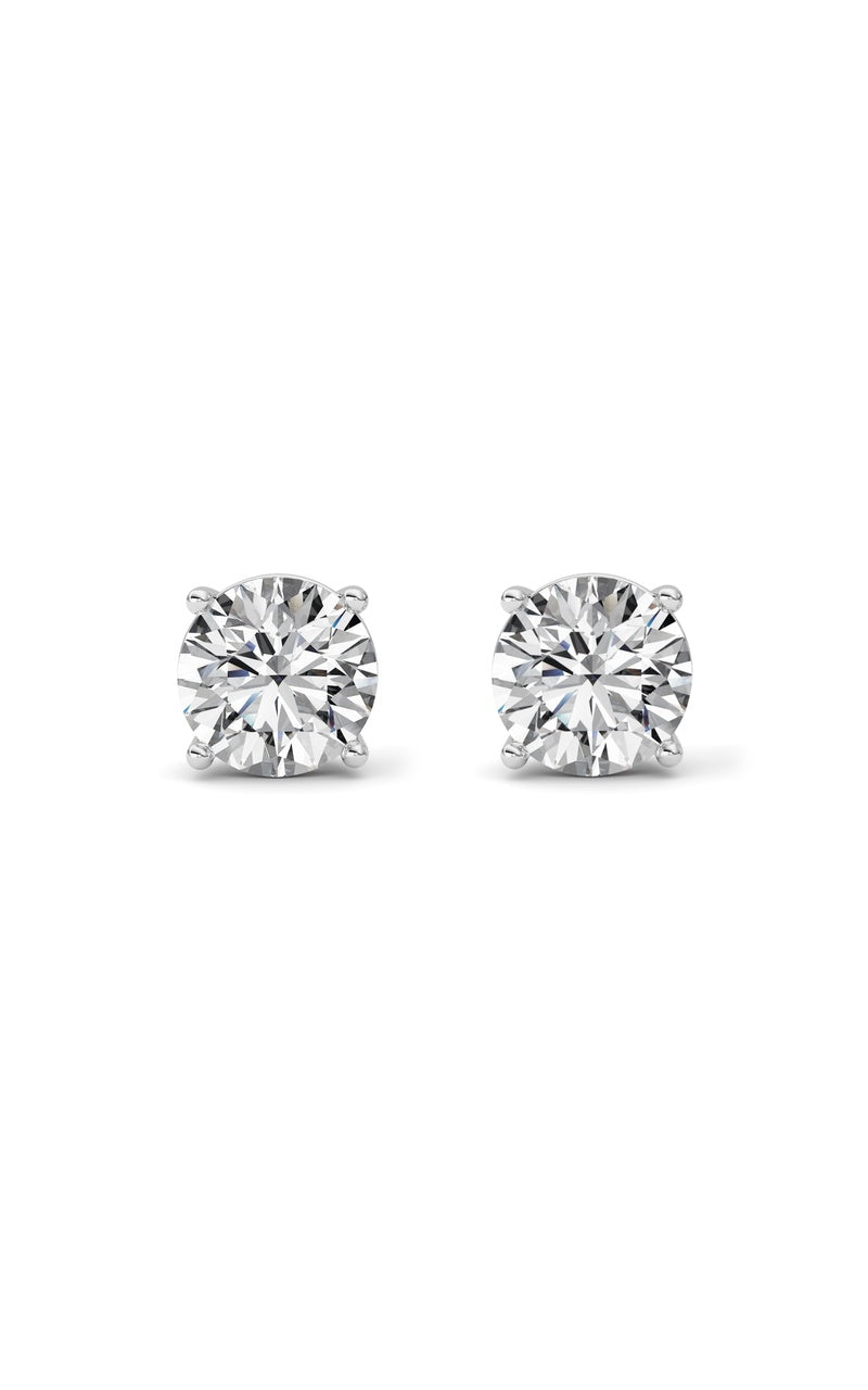 5CTW Round Shaped Lab Grown Diamond (F/VS) Stud Earrings in 14K White Gold