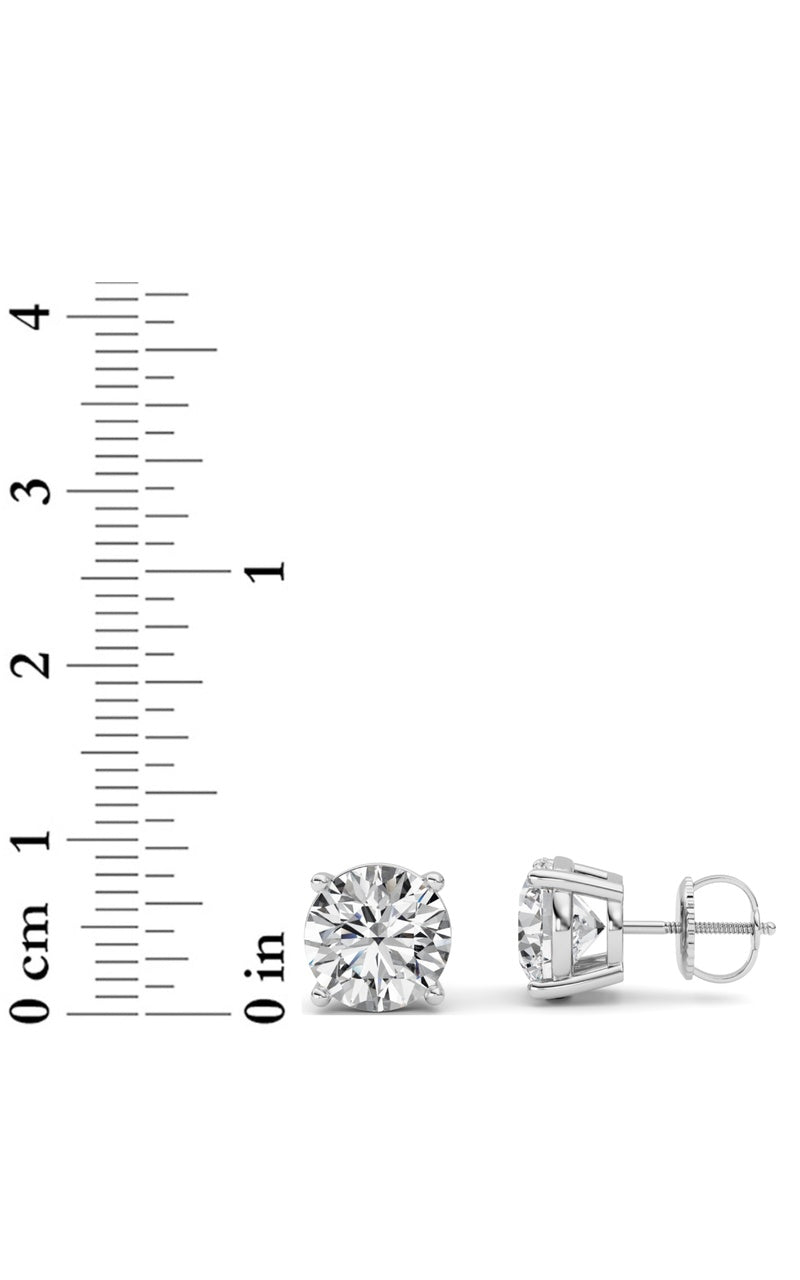 5CTW Round Shaped Lab Grown Diamond (F/VS) Stud Earrings in 14K White Gold