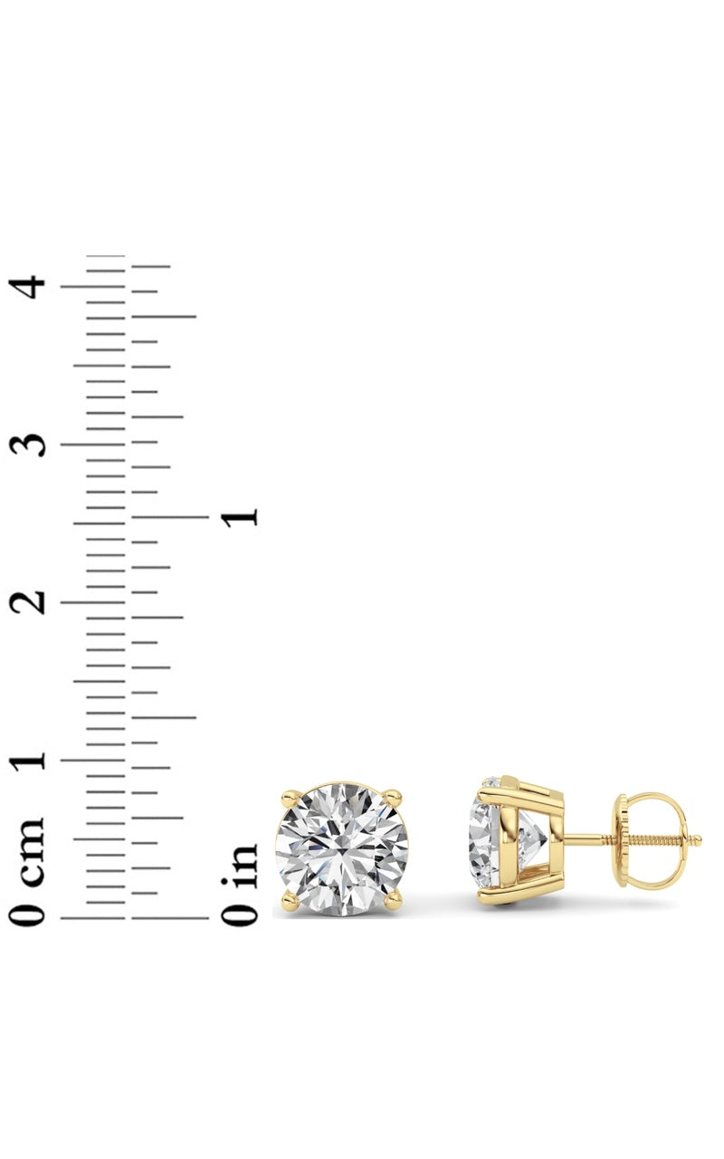 5CTW Round Shaped Lab Grown Diamond (F/VS) Stud Earrings in 14K White Gold