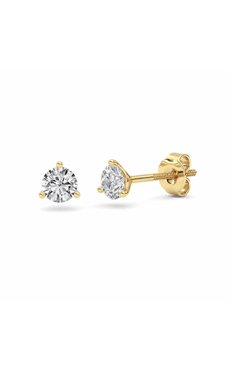 0.5CTW Round Shaped Lab Grown Diamond (F/VS) Stud Earrings in 14K Gold