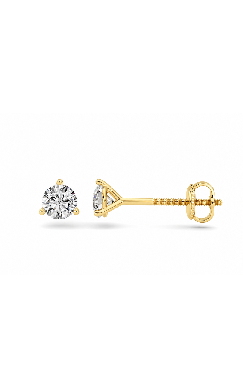 0.5CTW Round Shaped Lab Grown Diamond (F/VS) Stud Earrings in 14K Gold