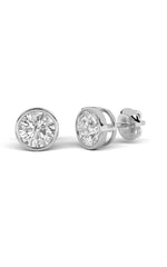 Load image into Gallery viewer, 4CTW Round Shaped Lab Grown Diamond (F/VS) Stud Earrings in 14K Gold
