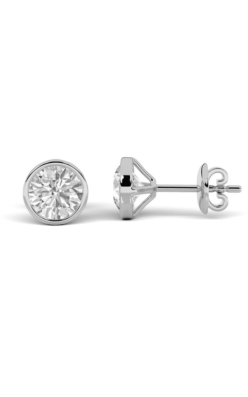 4CTW Round Shaped Lab Grown Diamond (F/VS) Stud Earrings in 14K Gold