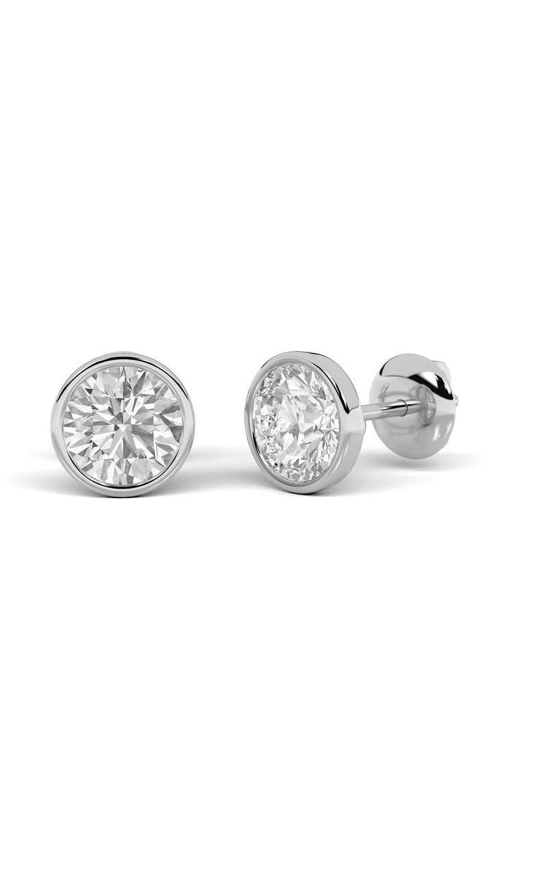 4CTW Round Shaped Lab Grown Diamond (F/VS) Stud Earrings in 14K Gold