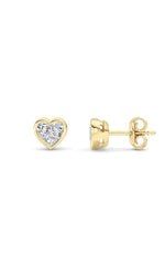 Load image into Gallery viewer, 1CTW Heart Shaped Lab Grown Diamond (G/VS) Bezel Set Stud Earrings in 14K Gold
