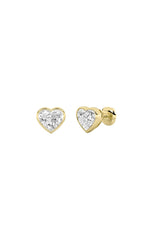Load image into Gallery viewer, 1CTW Heart Shaped Lab Grown Diamond (G/VS) Bezel Set Stud Earrings in 14K Gold
