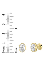 Load image into Gallery viewer, 1CTW Oval Shaped Lab Grown Diamond (F/VS) Bezel Set Stud Earrings in 14K Gold

