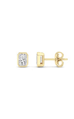 Load image into Gallery viewer, 1CTW Radiant Shaped Lab Grown Diamond (G/VS) Bezel Set Solitaire Earrings in 14K Gold
