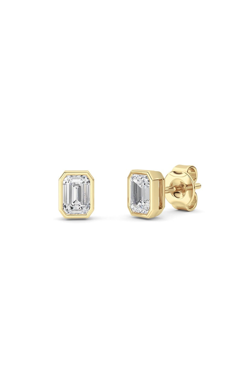 Vs) bezel set solitaire earrings in 14k gold