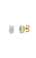 Load image into Gallery viewer, 1CTW Radiant Shaped Lab Grown Diamond (G/VS) Bezel Set Solitaire Earrings in 14K Gold
