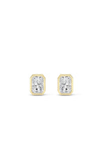 Load image into Gallery viewer, 1CTW Radiant Shaped Lab Grown Diamond (G/VS) Bezel Set Solitaire Earrings in 14K Gold
