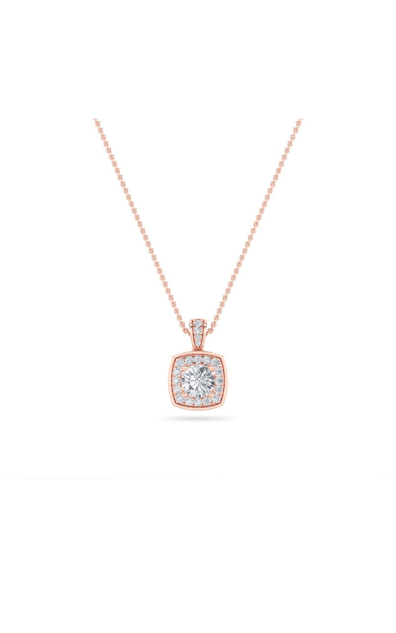 0.75CTW Round Shaped Lab Grown Diamond (F/VS) Halo Pendant in 14K Gold