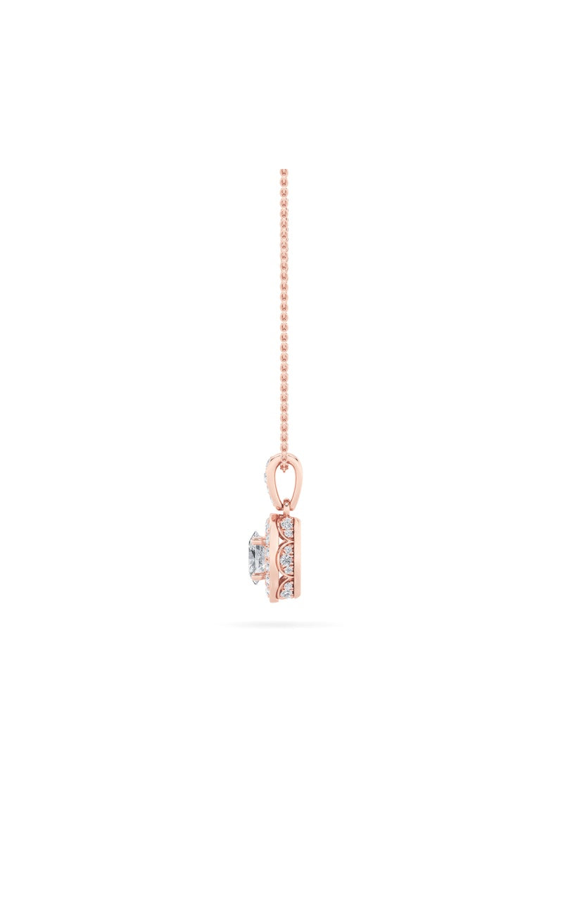 0.75CTW Oval Shaped Lab Grown Diamond (F/VS) Halo Pendant in 14K Gold
