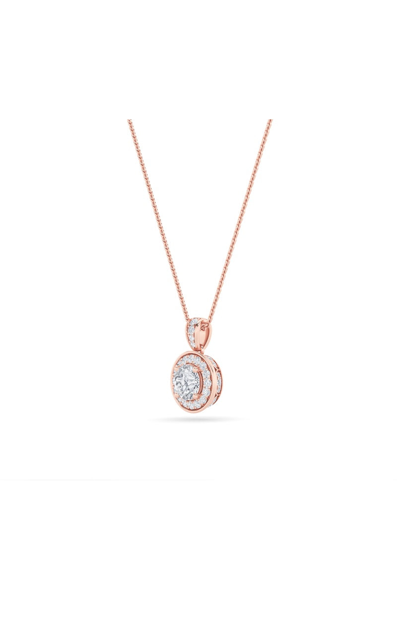 0.75CTW Round Shaped Lab Grown Diamond (F/VS) Halo Pendant in 14K Gold