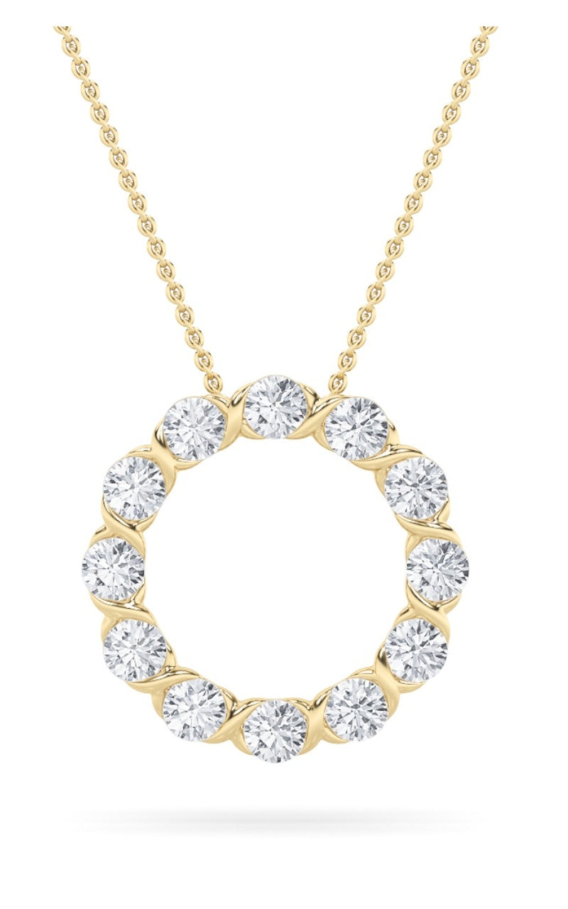 2CTW Round Shaped Lab Grown Diamond (F/VS) Circle Pendant in 14K Gold
