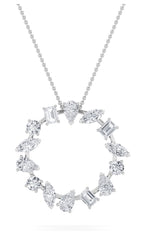 Load image into Gallery viewer, 3CTW Emerald Shaped Lab Grown Diamond (F/VS) Fancy Circle Pendant in 14K Gold
