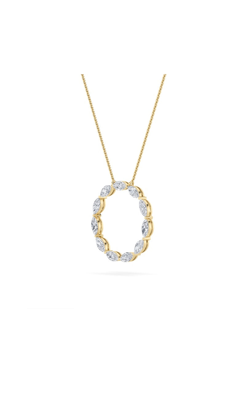 2.25CTW Marquise Shaped Lab Grown Diamond (F/VS) Circle Necklace in 14K Gold