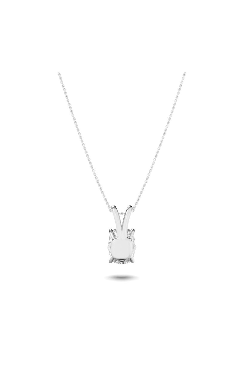 2CTW Elongated Cushion Shaped Lab Grown Diamond (F/VVS) Split Bale Solitaire Pendant in 14K Gold