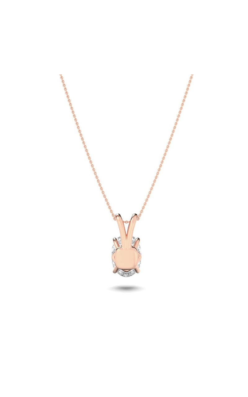 1CTW Oval Shaped Lab Grown Diamond (F/VS) Split Bale Solitaire Pendant in 14K Gold