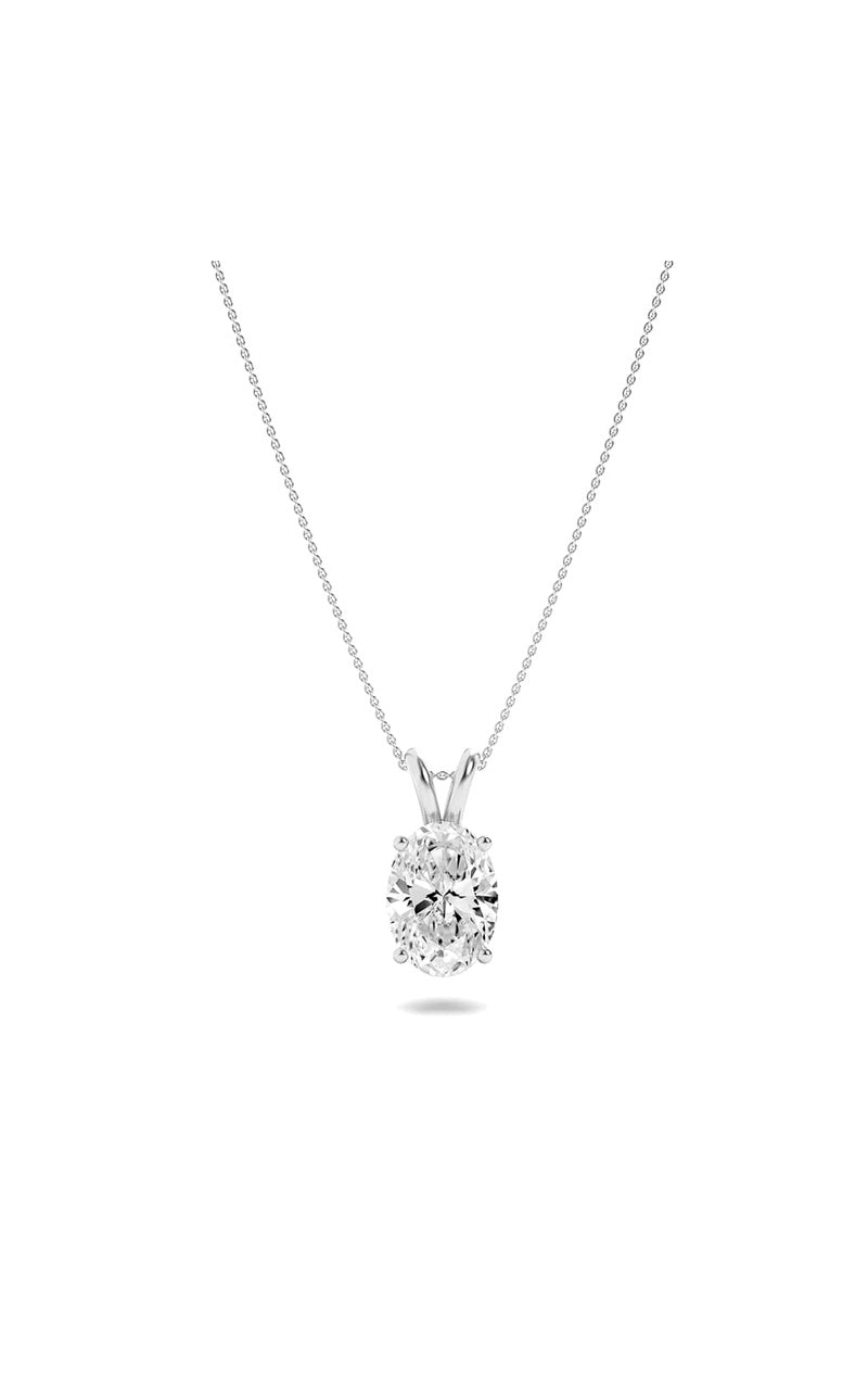 3CTW Oval Shaped Lab Grown Diamond (F/VS) Split Bale Solitaire Pendant in 14K Gold