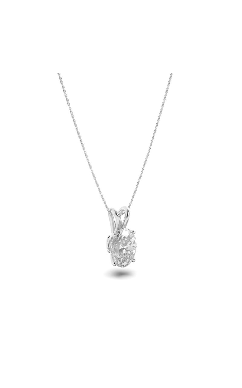 3CTW Oval Shaped Lab Grown Diamond (F/VS) Split Bale Solitaire Pendant in 14K Gold