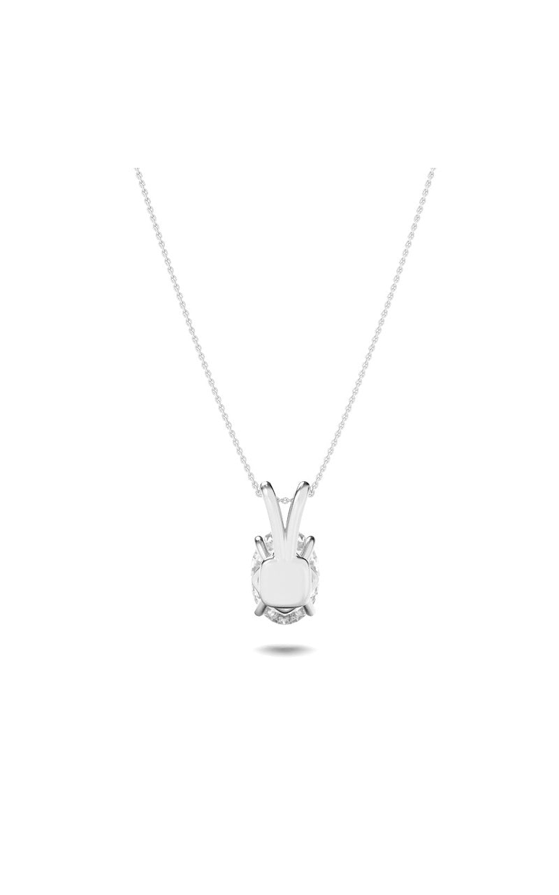 3CTW Oval Shaped Lab Grown Diamond (F/VS) Split Bale Solitaire Pendant in 14K Gold