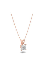 Load image into Gallery viewer, 1CTW Princess Shaped Lab Grown Diamond (F/VS) Split Bale Solitaire Pendant in 14K Gold
