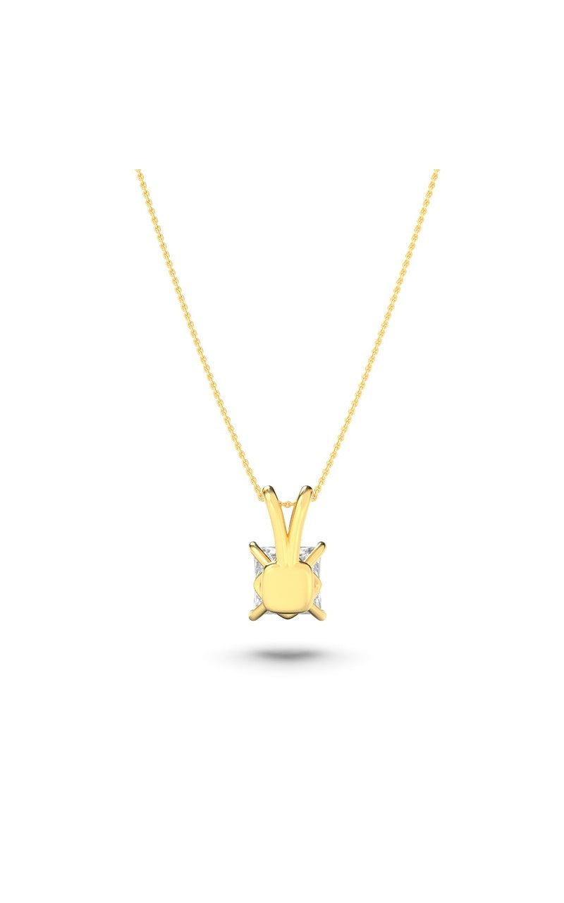 2CTW Princess Shaped Lab Grown Diamond (F/VS) Split Bale Solitaire Pendant in 14K Gold