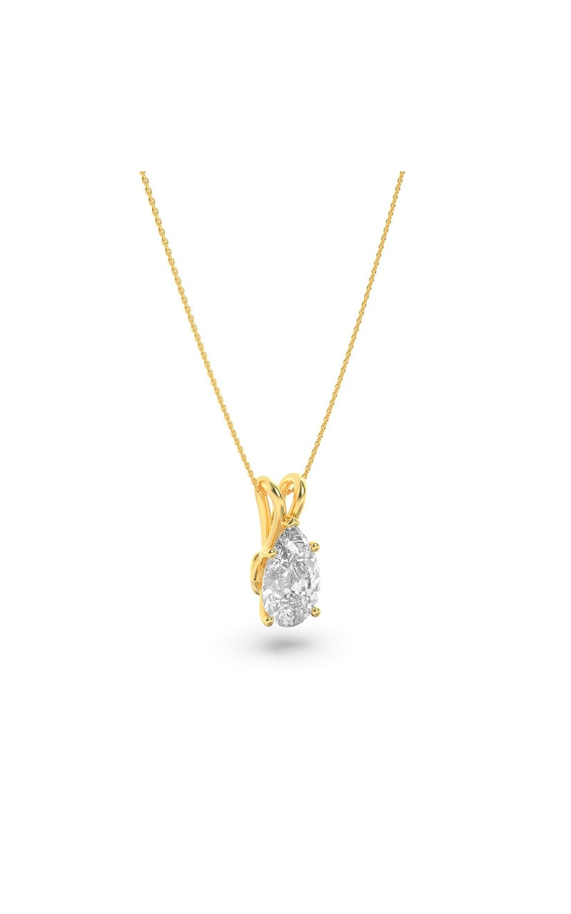 1CTW Pear Shaped Lab Grown Diamond (F/VS) Split Bale Solitaire Pendant in 14K Gold