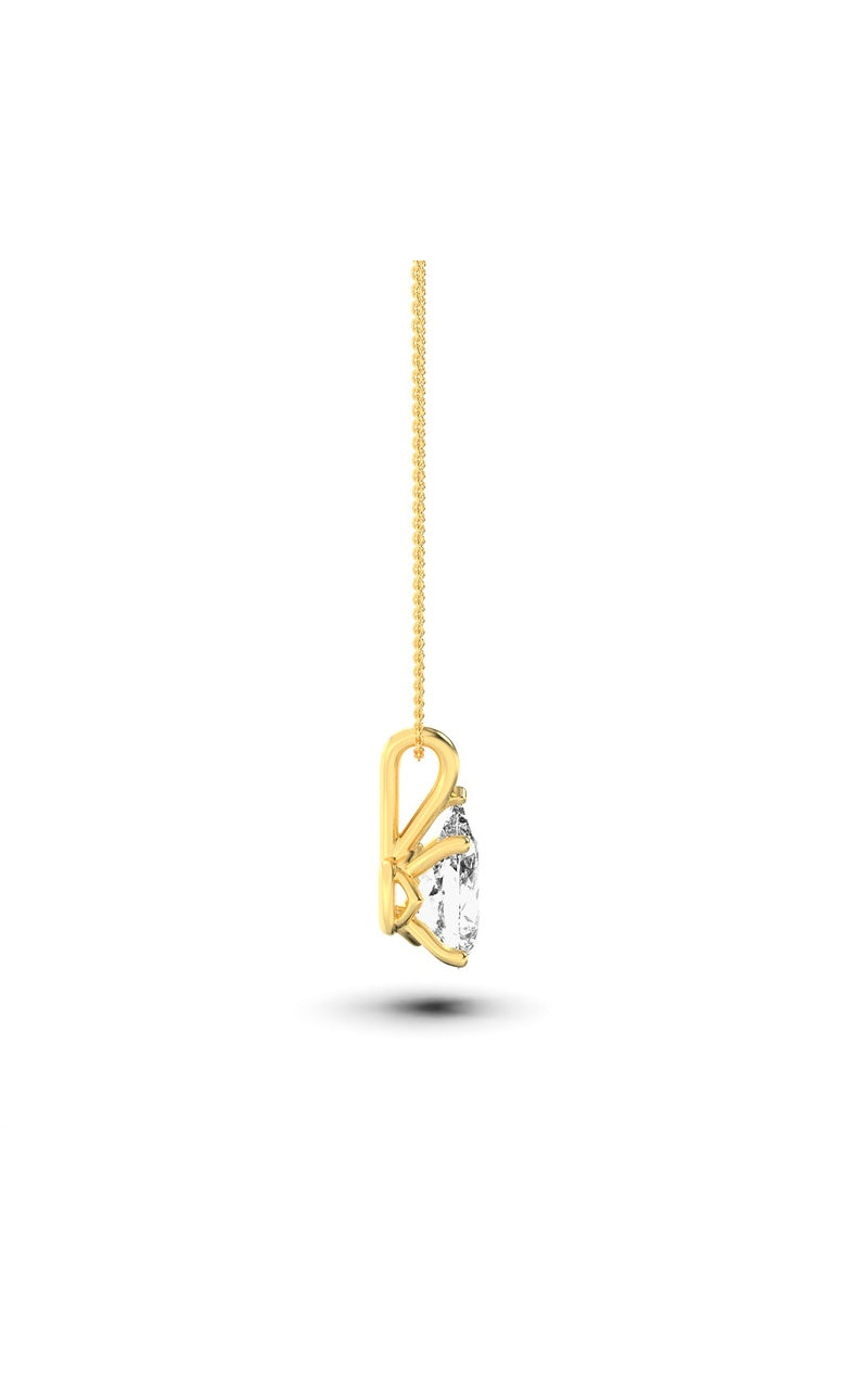 1CTW Pear Shaped Lab Grown Diamond (F/VS) Split Bale Solitaire Pendant in 14K Gold