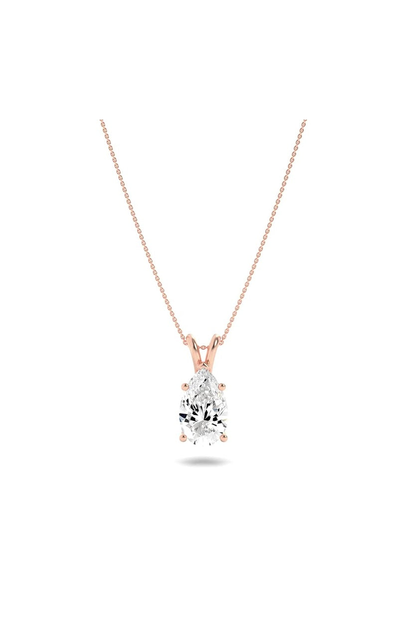 1CTW Pear Shaped Lab Grown Diamond (F/VS) Split Bale Solitaire Pendant in 14K Gold