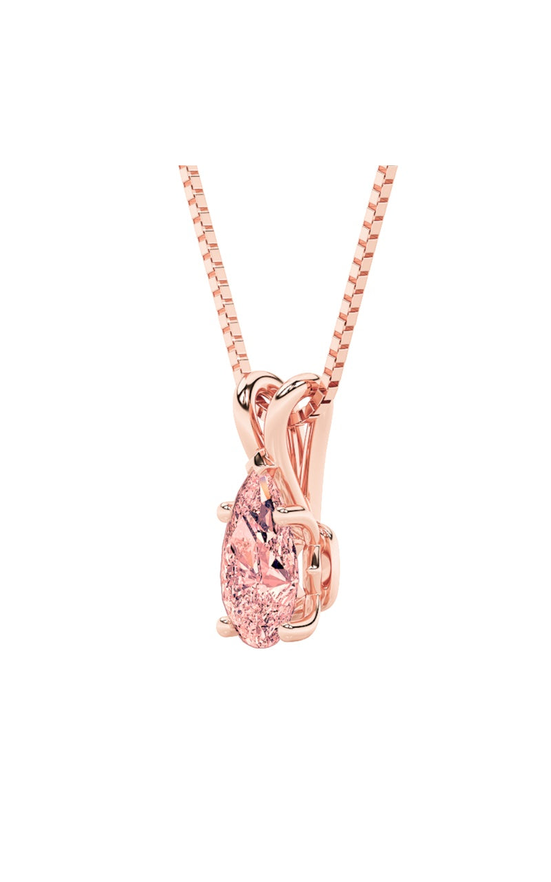 2CTW Pear Shaped Lab Grown Diamond (F/VS) Split Bale Solitaire Pendant in 14K Gold