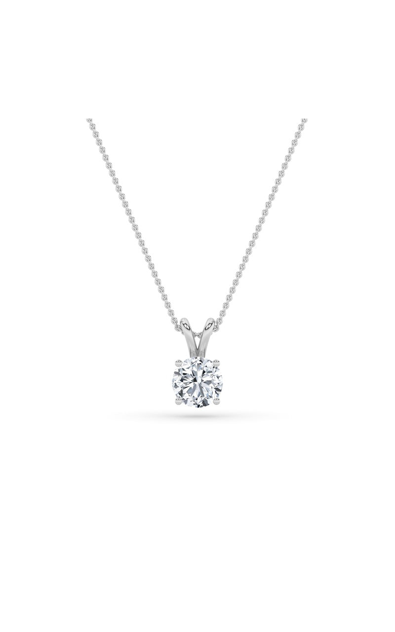 3CTW Round Shaped Lab Grown Diamond (F/VS) Split Bale Solitaire Pendant in 14K Gold