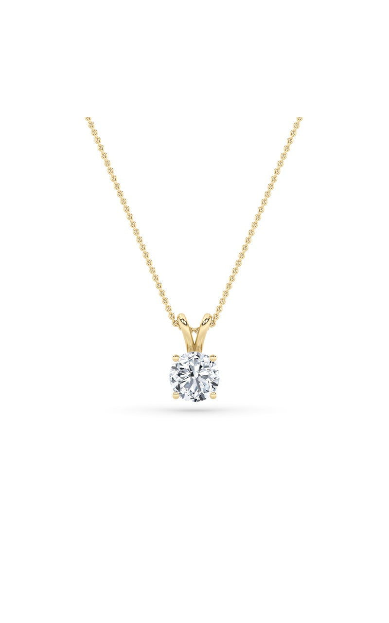3CTW Round Shaped Lab Grown Diamond (F/VS) Split Bale Solitaire Pendant in 14K Gold