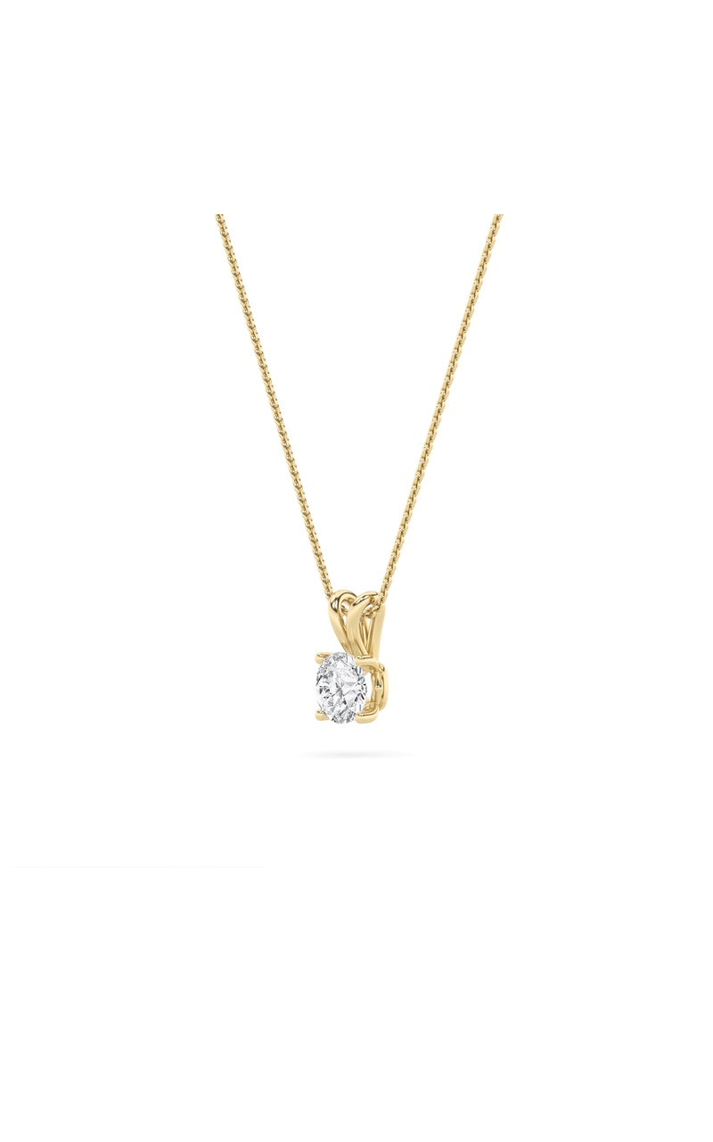 3CTW Round Shaped Lab Grown Diamond (F/VS) Split Bale Solitaire Pendant in 14K Gold