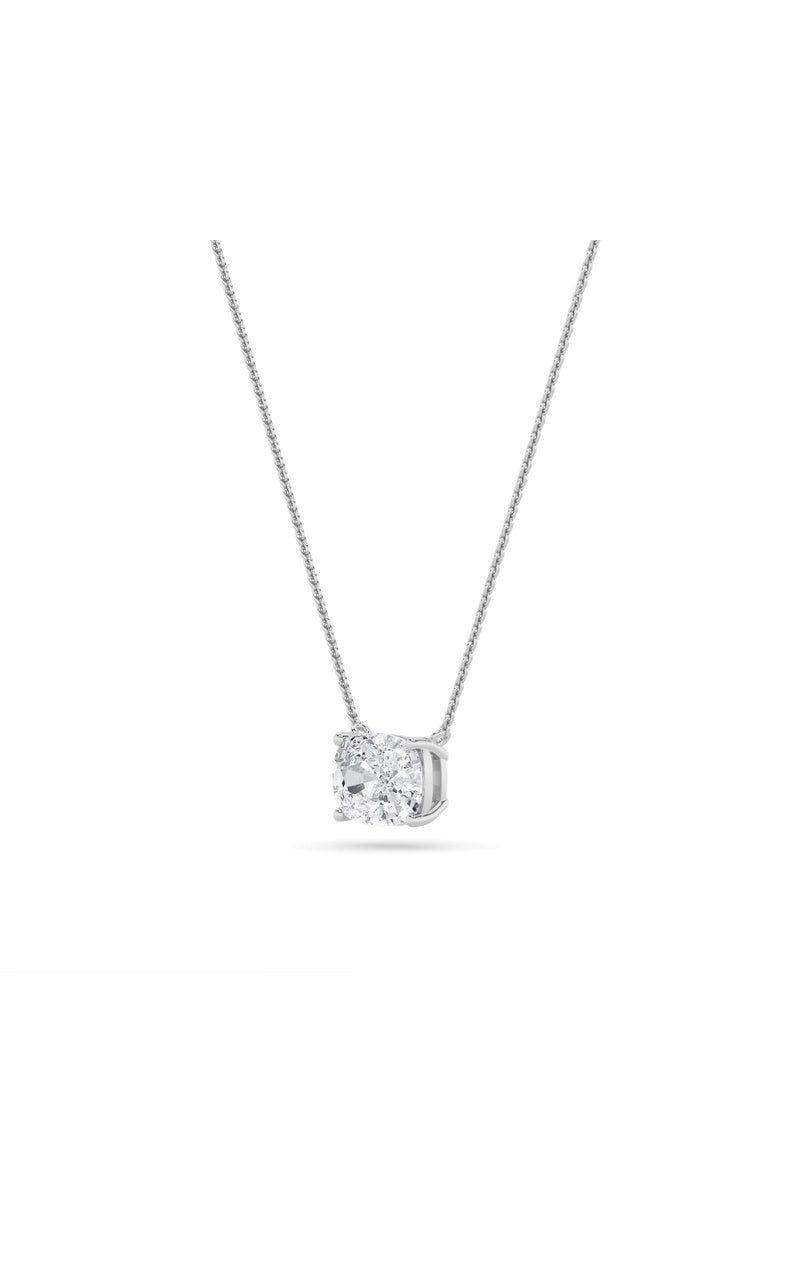 1CTW Elongated Cushion Shaped Lab Grown Diamond (F/VS) East West Solitaire Necklace in 14K Gold