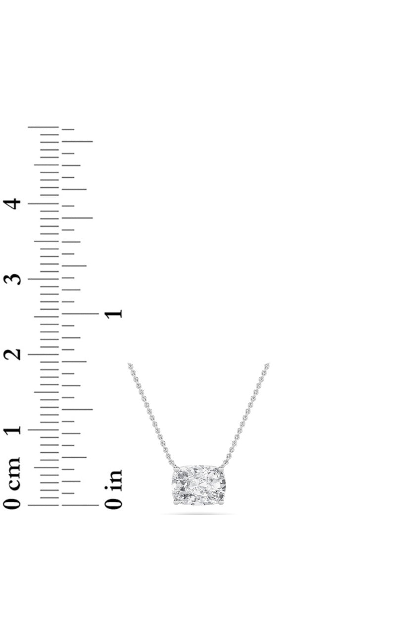 1CTW Elongated Cushion Shaped Lab Grown Diamond (F/VS) East West Solitaire Necklace in 14K Gold