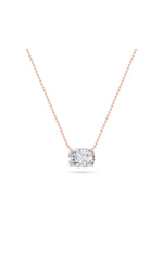 Load image into Gallery viewer, 1CTW Elongated Cushion Shaped Lab Grown Diamond (F/VS) East West Solitaire Necklace in 14K Gold
