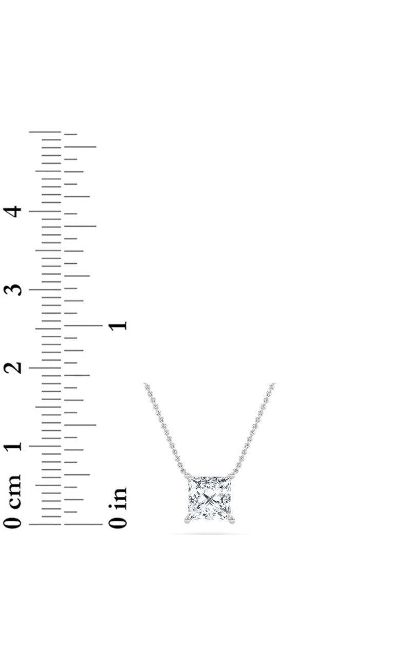 1CTW Princess Shaped Lab Grown Diamond (F/VS) Solitaire Necklace in 14K Gold