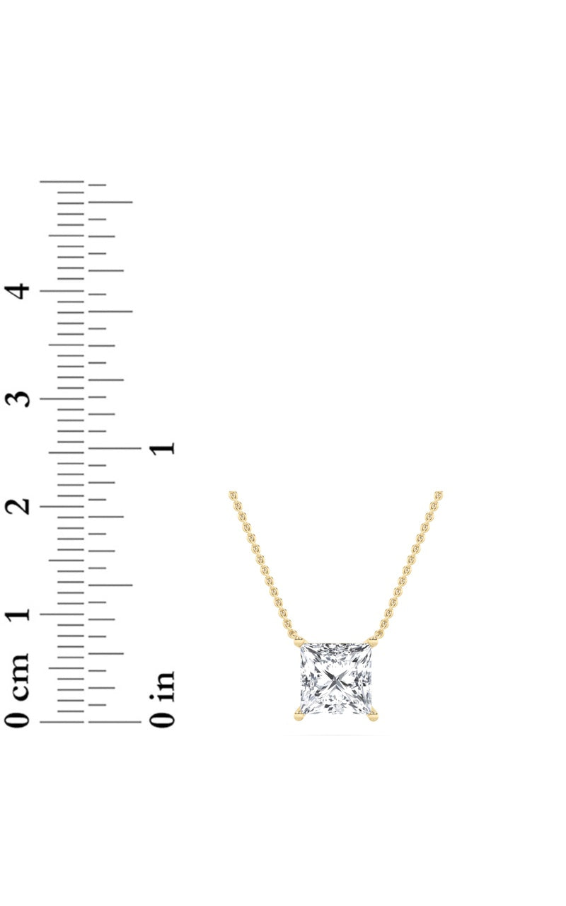 2CTW Princess Shaped Lab Grown Diamond (F/VS) Solitaire Necklace in 14K Gold