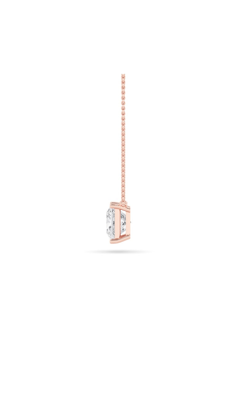 2CTW Princess Shaped Lab Grown Diamond (F/VS) Solitaire Necklace in 14K Gold