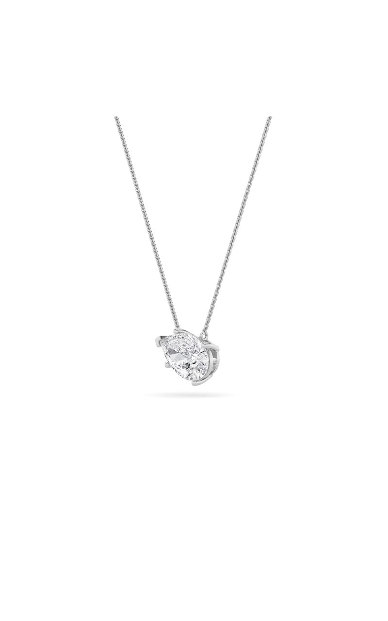 1CTW Pear Shaped Lab Grown Diamond (F/VS) East West Solitaire Necklace in 14K Gold