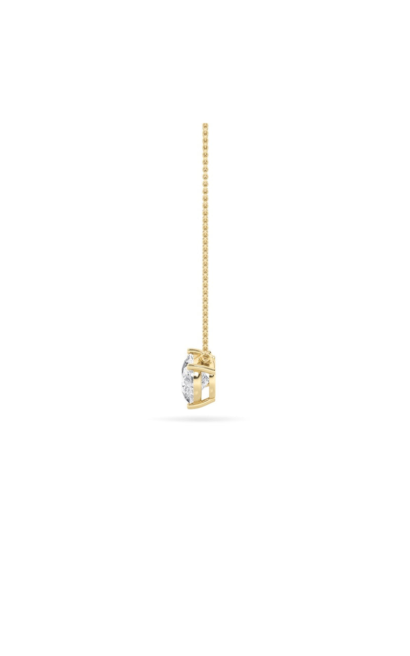 1CTW Pear Shaped Lab Grown Diamond (F/VS) East West Solitaire Necklace in 14K Gold