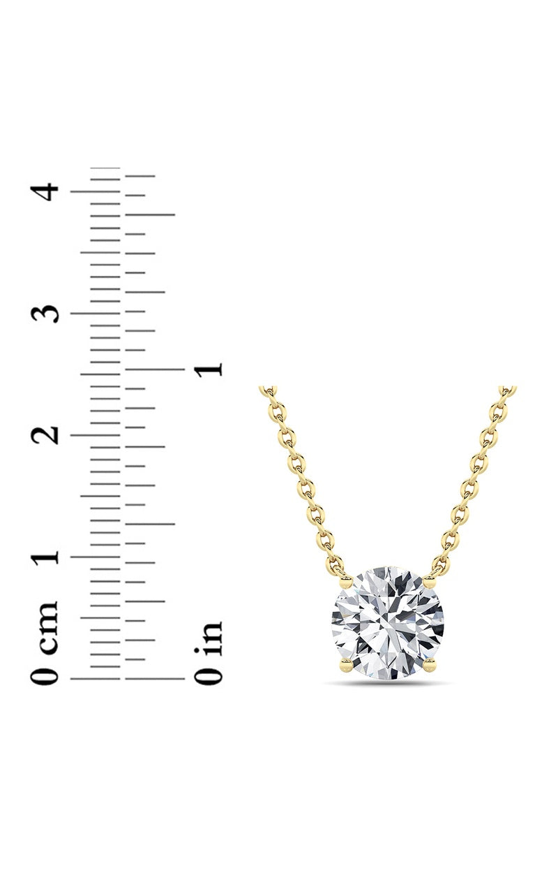 3CTW Round Shaped Lab Grown Diamond (F/VS) Solitaire Necklace in 14K Gold