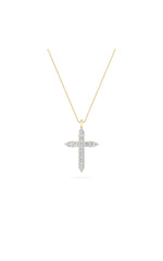 Load image into Gallery viewer, 3.5CTW Pear Shaped Lab Grown Diamond (F/VS) Cross Pendant in 14K White Gold
