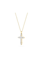 Load image into Gallery viewer, 3.5CTW Pear Shaped Lab Grown Diamond (F/VS) Cross Pendant in 14K White Gold
